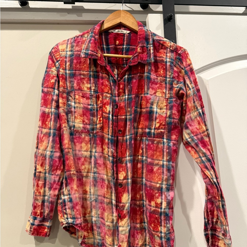 Rustic Vibrant Red & Blue Plaid Flannel